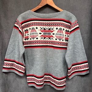 Vintage Boho Aztec Tribal sweater 70s Space Dye Flare Sleeves Small